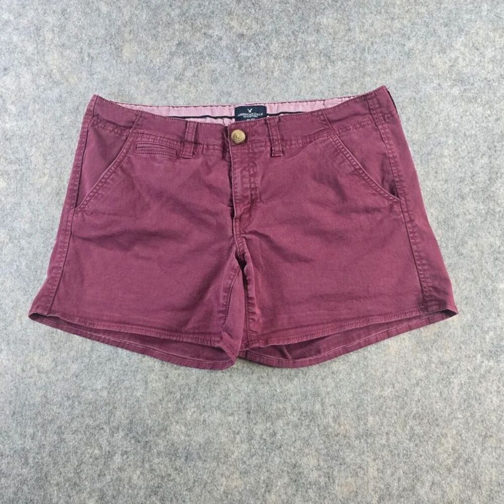 American Eagle Outfitters "Shortie" Shorts Size 12 Burgundy Red Low Rise Stretch